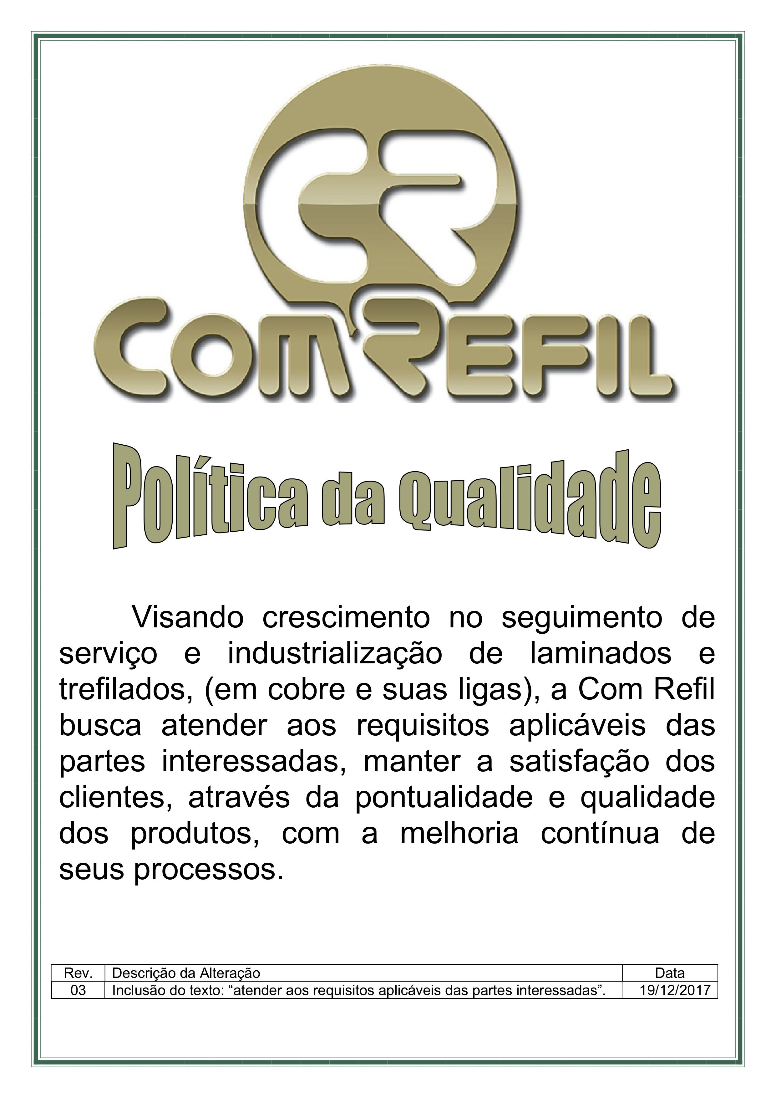 Política de Qualidade